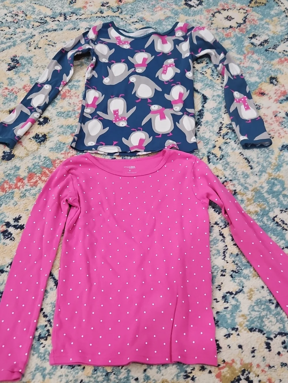Kids Penguin Print Navy & Pink Pajama Set - Brand